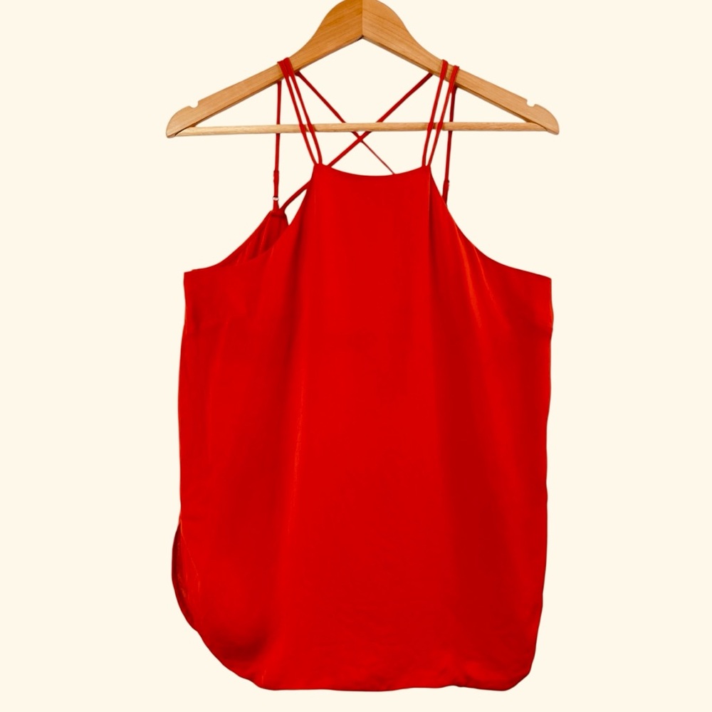 David Lerner Cross Back Silk Cami Lightweight Minimalist Camisole Top Sz Medium